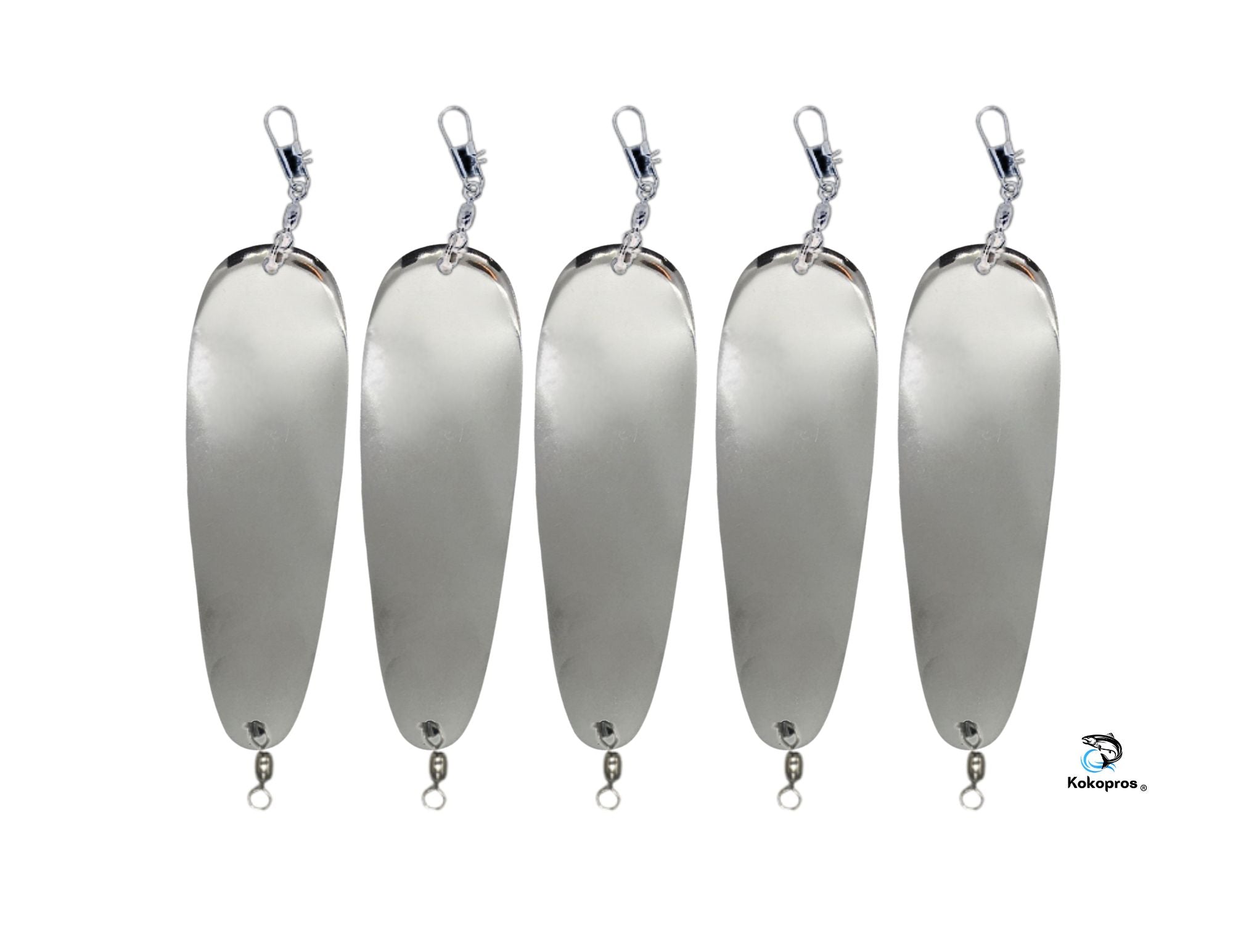 Dodger - Teardrop Flashers - With hardware -5 1/2" - Silver - 5PK