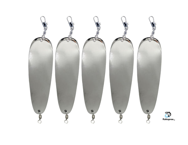 Dodger - Teardrop Flashers - With hardware -5 1/2" - Silver - 5PK