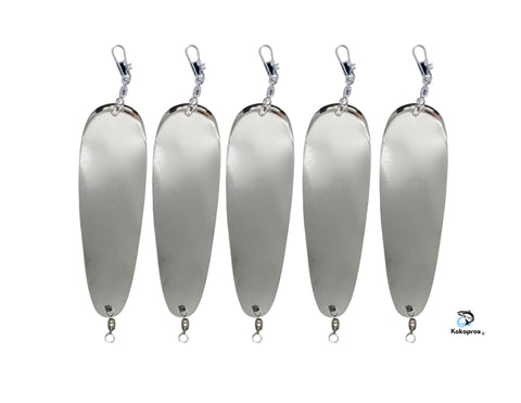 Dodger - Teardrop Flashers - With hardware -5 1/2" - Silver - 5PK
