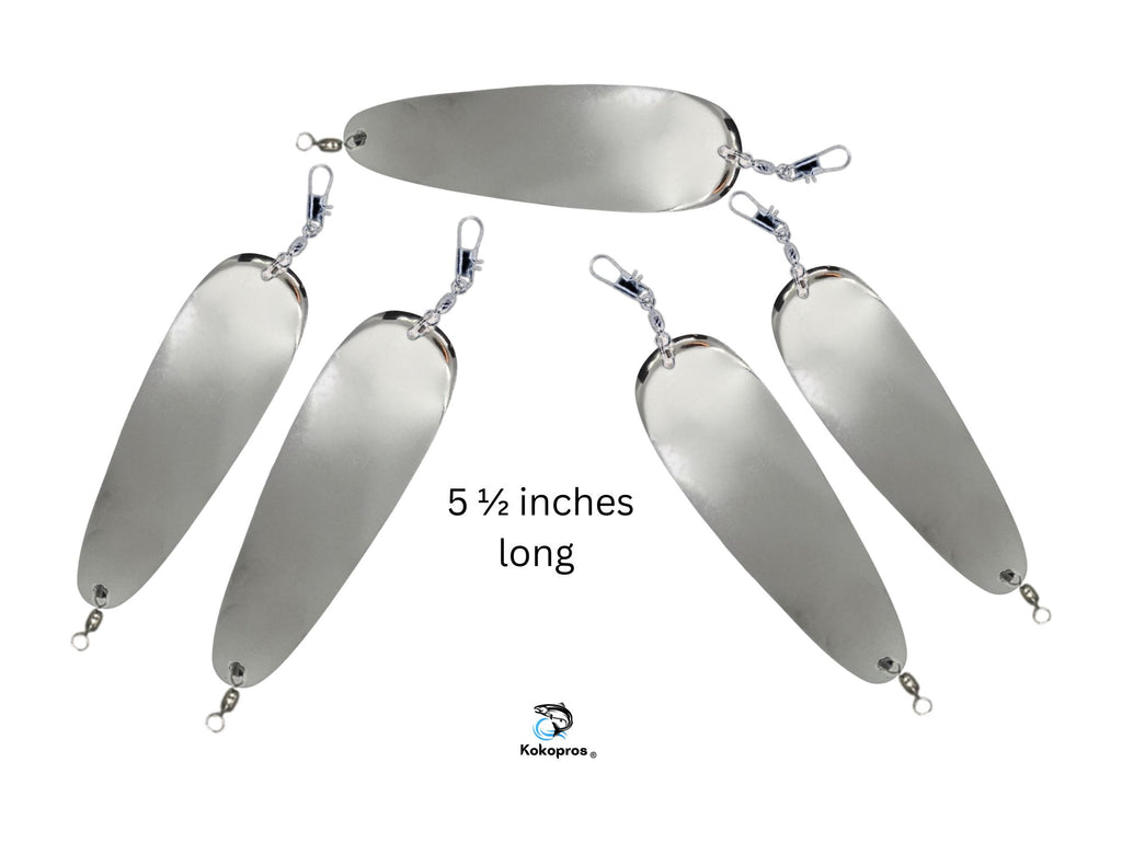 KOKOPROS® silver teardrop flashers with hardware, 5 1/2-inch, 5-pack, alternate view