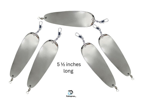 Dodger - Teardrop Flashers - With hardware -5 1/2" - Silver - 5PK