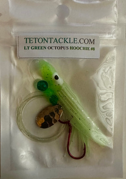Hoochie - Lt Green #8 Luminous Octopus with Nickel Spinner Blade