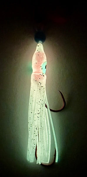 Hoochie - Lt Pink #1 Luminous Octopus Hoochie with Pink Spinner Blade- 6cm
