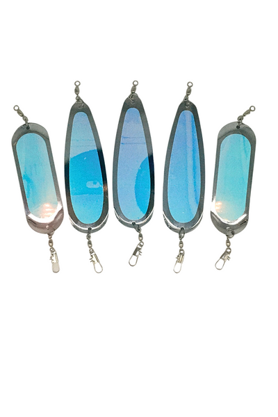 Dodger - KOKOPROS® * Finished Kokanee Salmon Hyperglow Teardrop Fishing Flasher, 5-1/2 " Length Chrome, Multicolor 5 Pack Salmon & Kokanee Fishing Tackle, Durable Metal Design