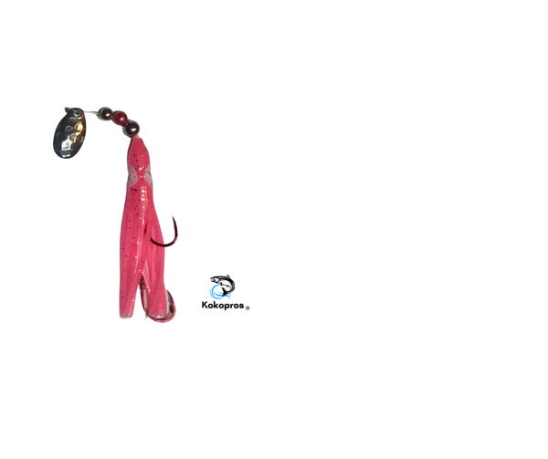 Hoochie -Hot Pink #2 Luminous Octopus Hoochie with Nickel Spinner Blade - 6cm