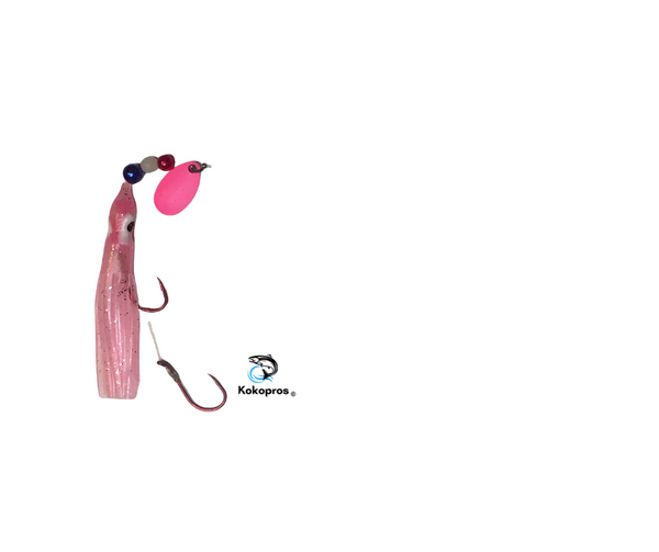 Hoochie - KOKOPROS® Lt Pink #1 Luminous Octopus Hoochie with Pink Spinner Blade- 6cm