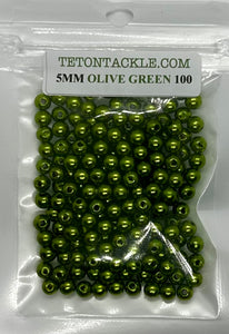 Beads - 100- 5mm Premium Olive Green Beads (also available in 50 packs)