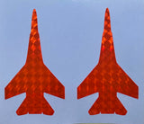 2-Bright Orange Reflective Jet Stickers- Twin Pack- For Kokopro Jet Dodger