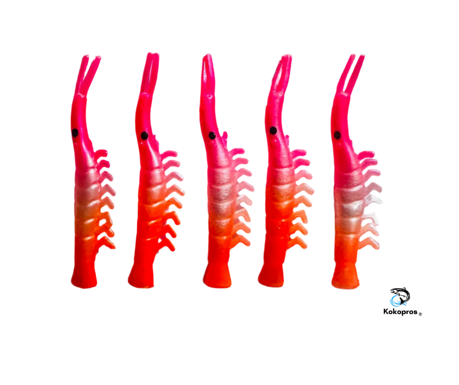 Shrimp - KOKOPROS® UV Dyed Kokanee Shrimp (5-pack) #8 Pink/White/Orange