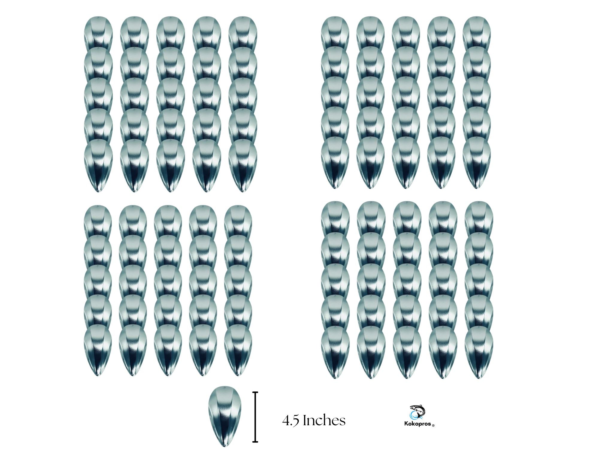 KOKOPROS® JET Dodger, Blanks Silver, Copper or Gold  Color (100PK) 4 1/2- inch