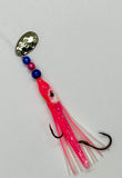 A+ Luminous Pink and White Hoochie with Nickel Spinner Blade #3- Best Glow