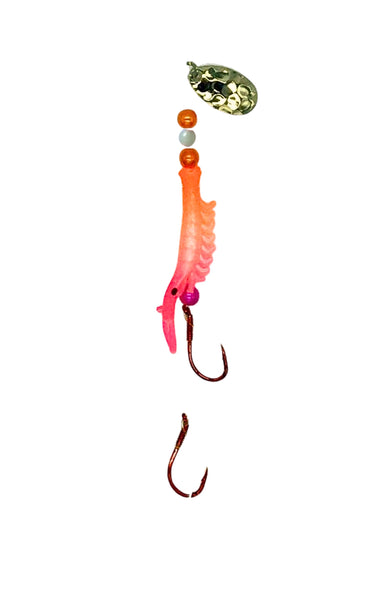 Shrimp- KOKOPROS® UV Micro Shrimp #8 -Pink/White/Orange with Nickel Spinner Blade