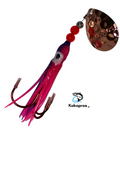 KOKOPROS® Purple and Pink #6 luminous salmon hoochie, 2/0 treble, spinner blade