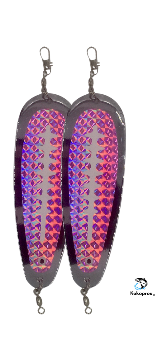 Dodger - KOKOPROS® *** Kokanee Salmon Finished Teardrop Fishing Flashers 5 ½ inch Chrome Plated 2 PK - Vibrant Colors for Enhanced Attraction - Durable & Easy to Use - ** Holographic Color Options**