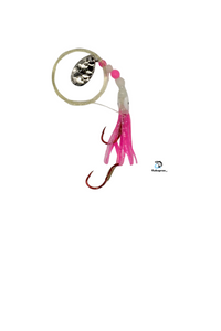 Micro Hoochie -Glow Pink (White Head) # 11 with Nickel Spinner Blade