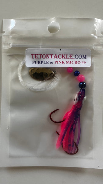 Micro Hoochie - Purple and Pink- # 9 Luminous Micro Hoochie with Nickel Spinner Blade