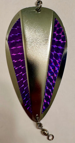 Jet Dodger - Kokopros Silver Jet Dodger with Reflective  Bright Purple Sidebars-