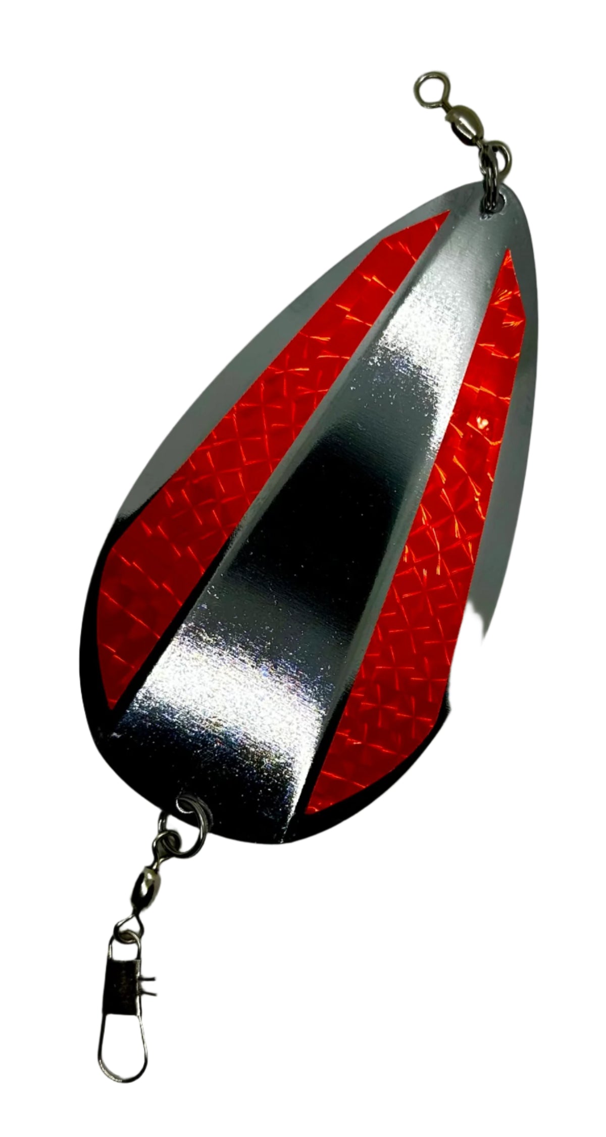 KOKOPROS® bright red reflective sidebar stickers for jet dodgers, twin pack, on a silver jet dodger