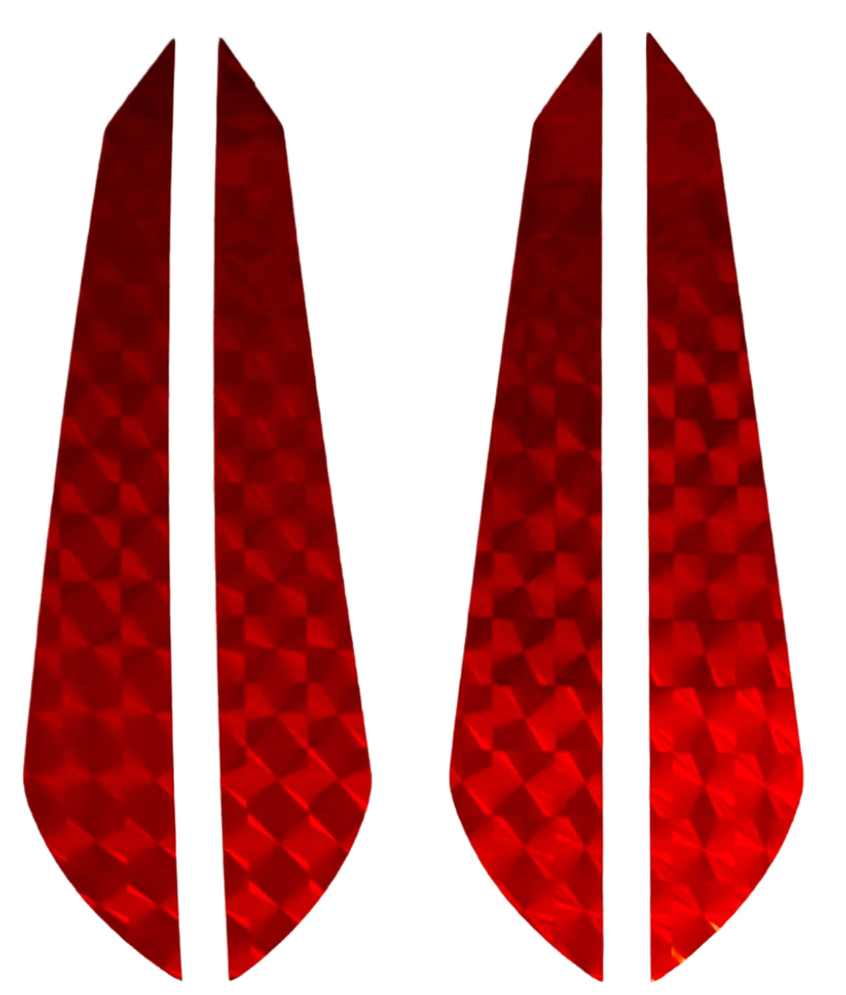 KOKOPROS® bright red reflective sidebar stickers for jet dodgers, twin pack, alternate view