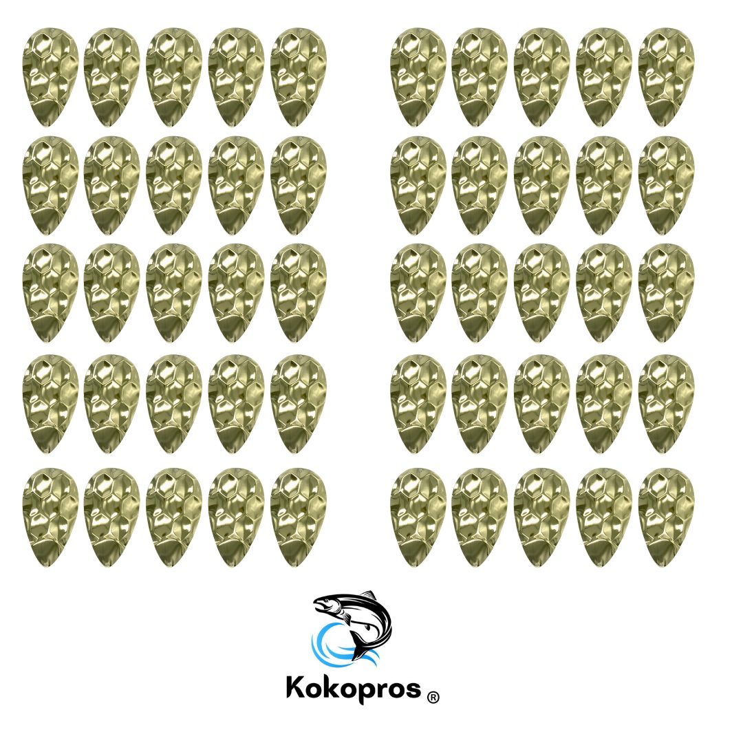 KOKOPROS® dimple jet dodger blanks in silver, gold and copper, 4 1/2-inch, 50-pack, alternate view