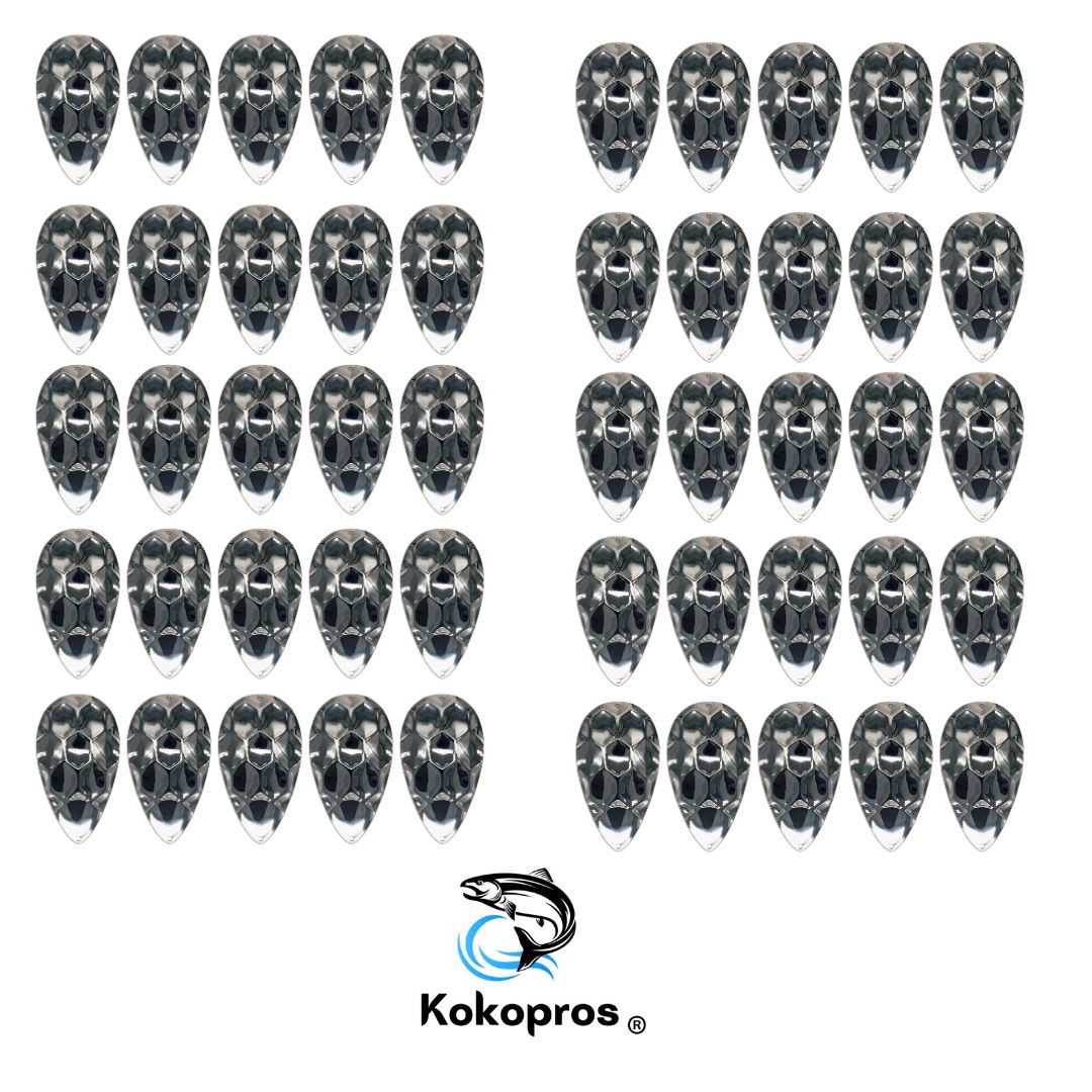 KOKOPROS® dimple jet dodger blanks in silver, gold and copper, 4 1/2-inch, 50-pack