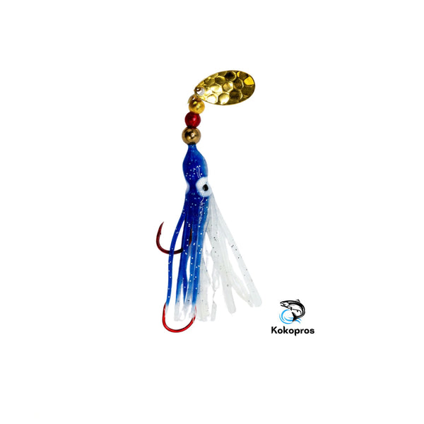 Hoochie - KOKOPROS® Premium Blue Magic #9 Luminous Octopus Hoochie with Brass Spinner Blade- 6cm
