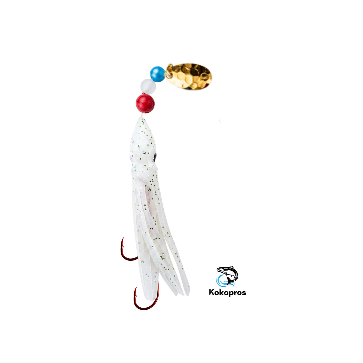 KOKOPROS® Ghost White #7 luminous octopus hoochie, 6 cm, nickel spinner blade, alternate view