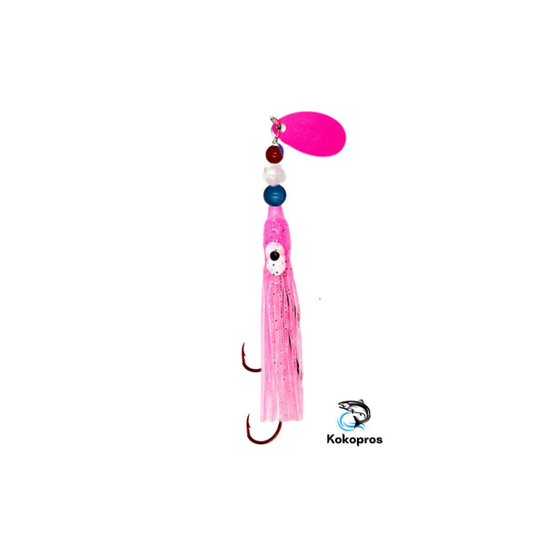Hoochie - KOKOPROS® Lt Pink #1 Luminous Octopus Hoochie with Pink Spinner Blade- 6cm