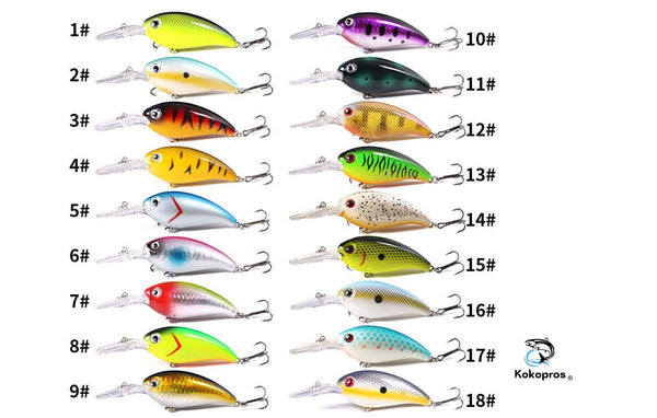 KOKOPROS®  10 cm Crankbait Fishing Lure Multicolor 18 Pack w/case
