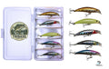 KOKOPROS® multicolor minnow bass lures, 5-pack with case, in the case