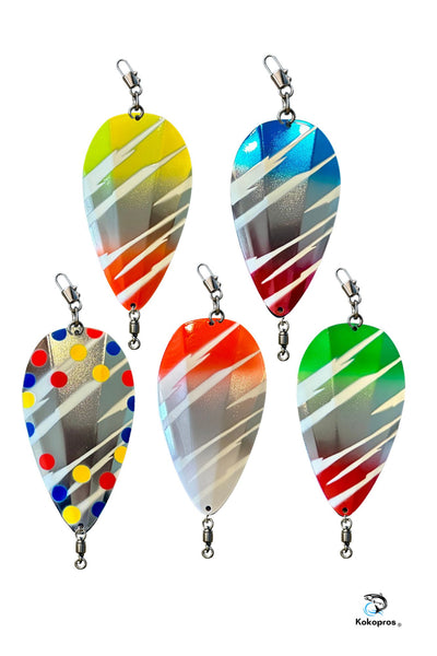 KOKOPROS® Jet Squadron 5 PK Airbrushed Jet Dodgers 4 1/2-inch for Kokanee Salmon Fishing