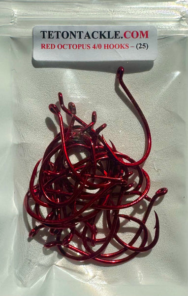 Hooks - 25 Pack of Salmon Kokopros Red Octopus 4/0 Hooks- Perfect for All Species of Salmon