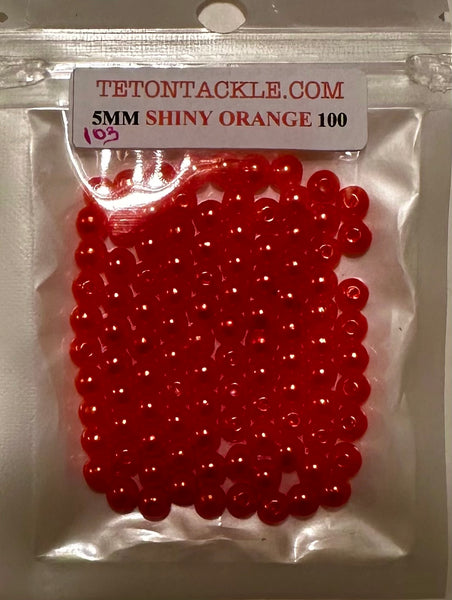Beads -   (5mm) Shiny Orange  Beads    (100-Pack)