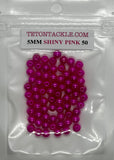 50- Shiny Pink 5mm Beads- (Perfect Pink Color for Kokanee and Trout)