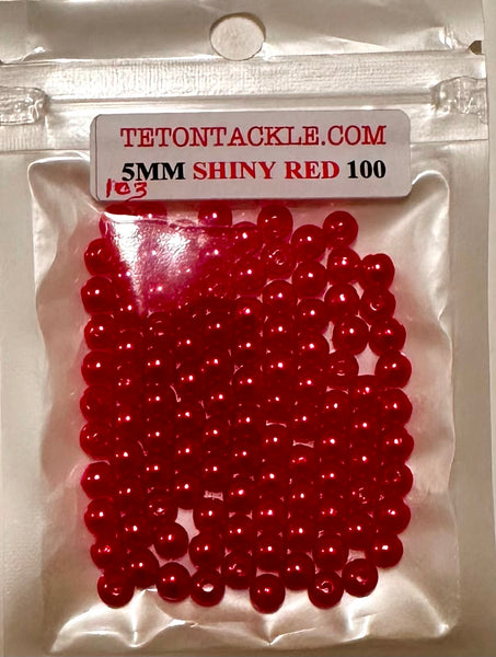 Beads - (5mm) Shiny Red Beads- (100 Pack)