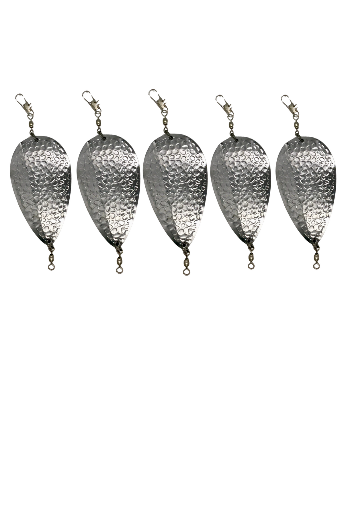 KOKOPROS® finished Spring Hammered jet dodgers, 5-pack, Silver shown
