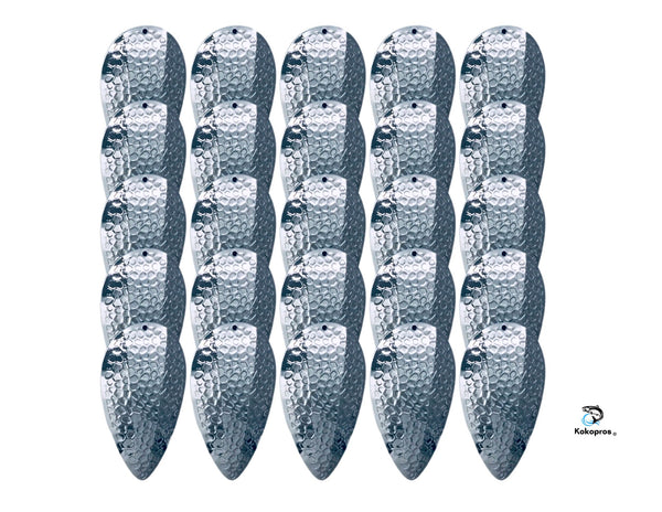 KOKOPROS®  SPRING HAMMERED Jets Dodger Blanks  - Customizable Fishing Gear for Salmon & Trout 25- Pack Choose your color (Gold, Silver & Copper)