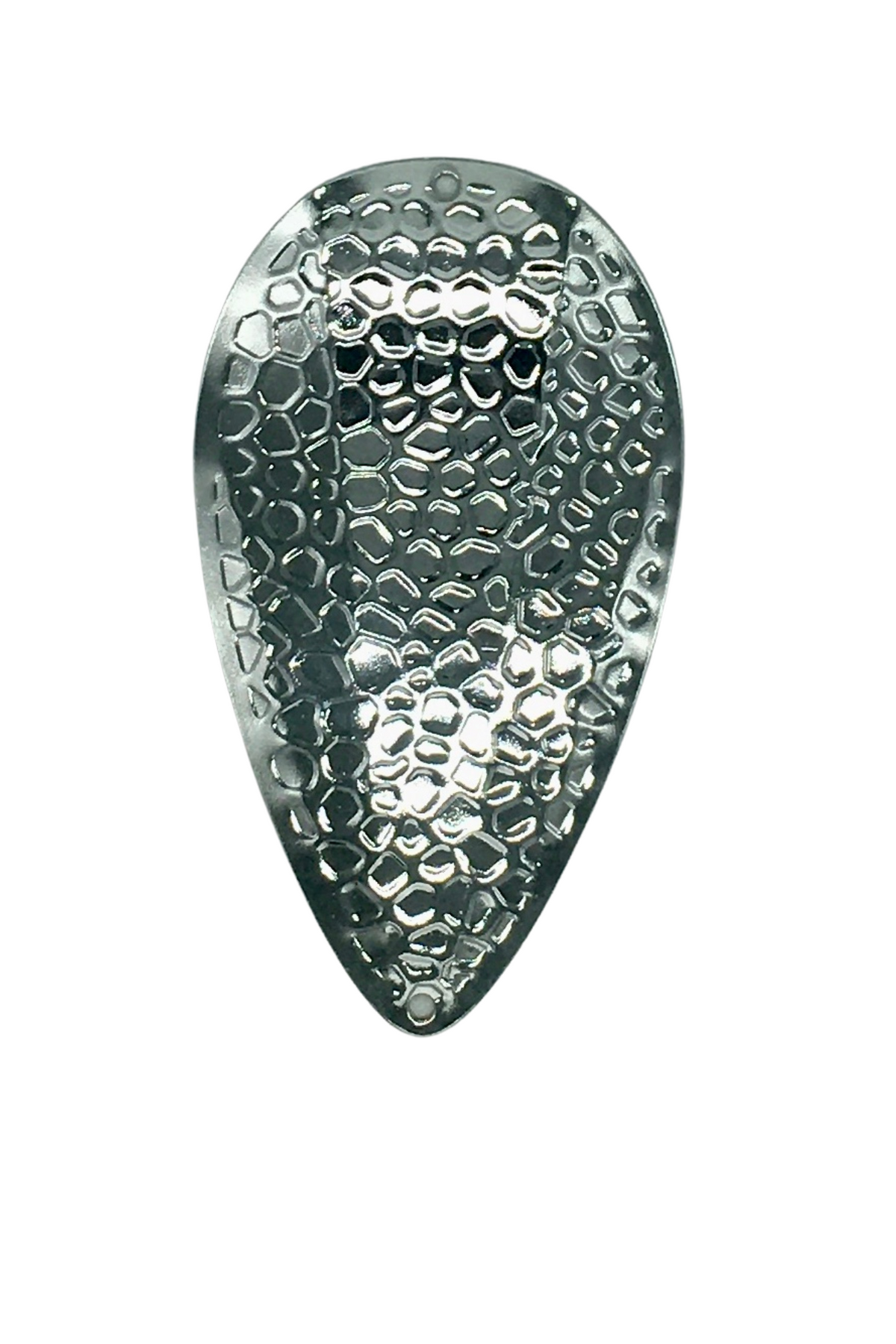 KOKOPROS® Spring Hammered silver 4-inch jet dodger blanks, close-up