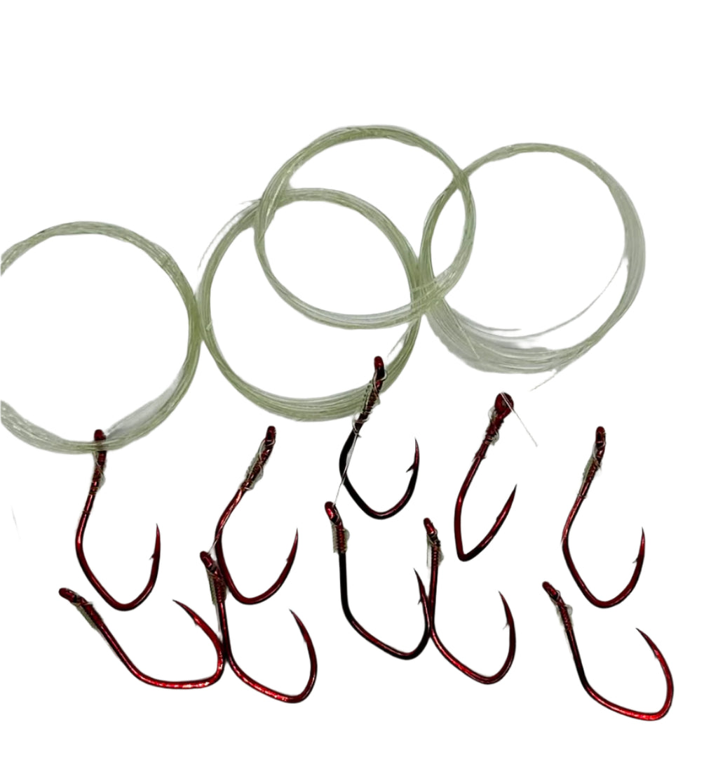 KOKOPROS® size 2 pre-tied red sickle hooks, 5-pack