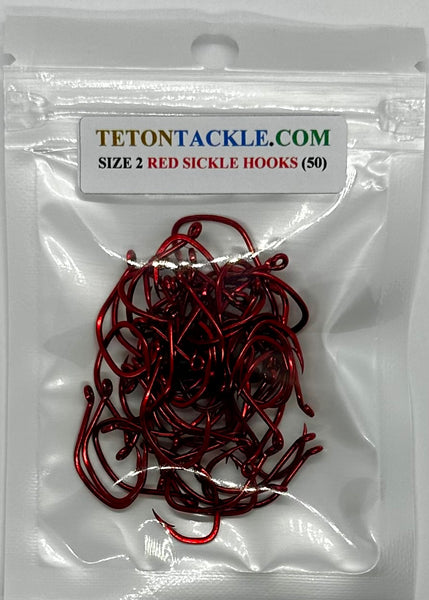 Hooks - Size #2  Pre-Tied Red Sickle Hooks -10 Pack