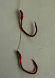 Size #4 Pre-Tied Red Sickle Hooks- 5-packs