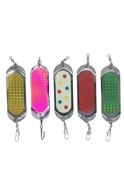 Dodger - KOKOPROS® * Finished Kokanee Salmon Hyperglow Teardrop Fishing Flasher, 5-1/2 " Length Chrome, Multicolor 5 Pack Salmon & Kokanee Fishing Tackle, Durable Metal Design