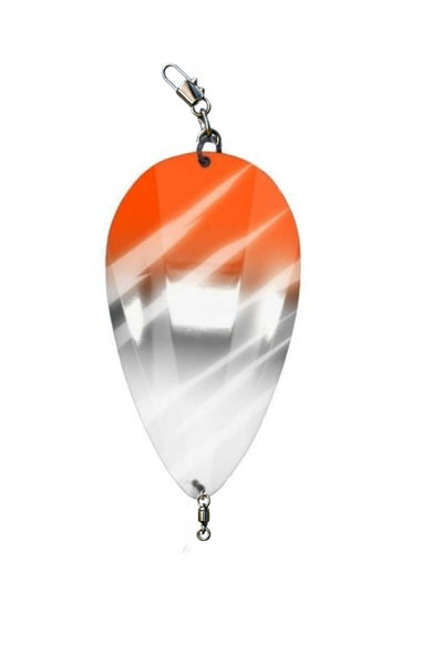KOKOPROS® Jet Squadron  Snow Cone Jet Orange ,Silver, White. Airbrushedt Dodgers 4 1/2-inch  Kokanee Salmon Fishing