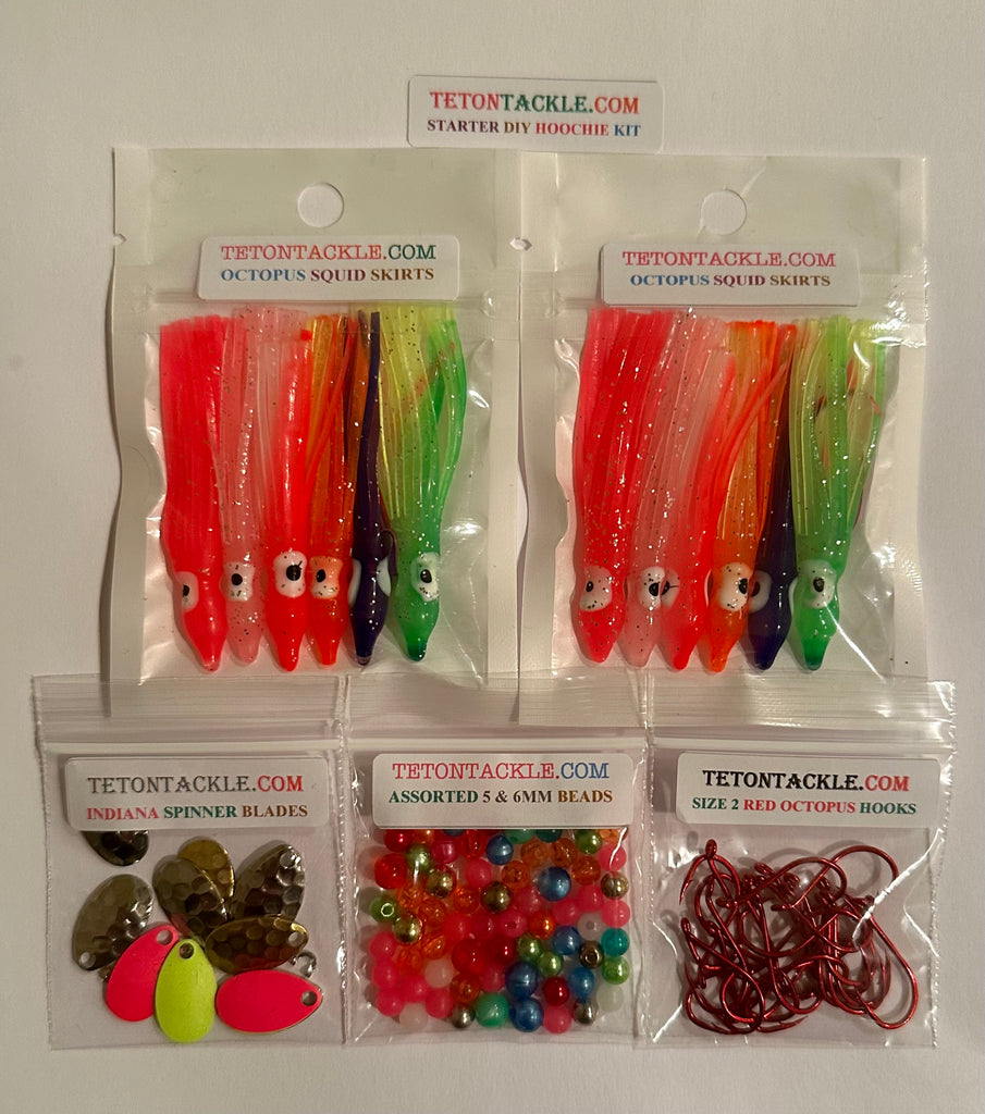 Kits - Luminous 6cm Squid DIY Starter Hoochie Kit -(2 each of our top –  Teton Tackle