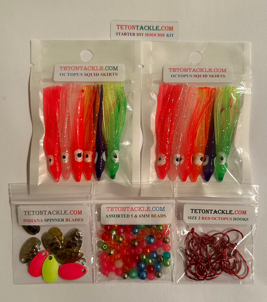 Kits - Luminous 6cm Squid  DIY Starter Hoochie Kit -(2 each of our top 6 colors)-  Sale Price$16.95