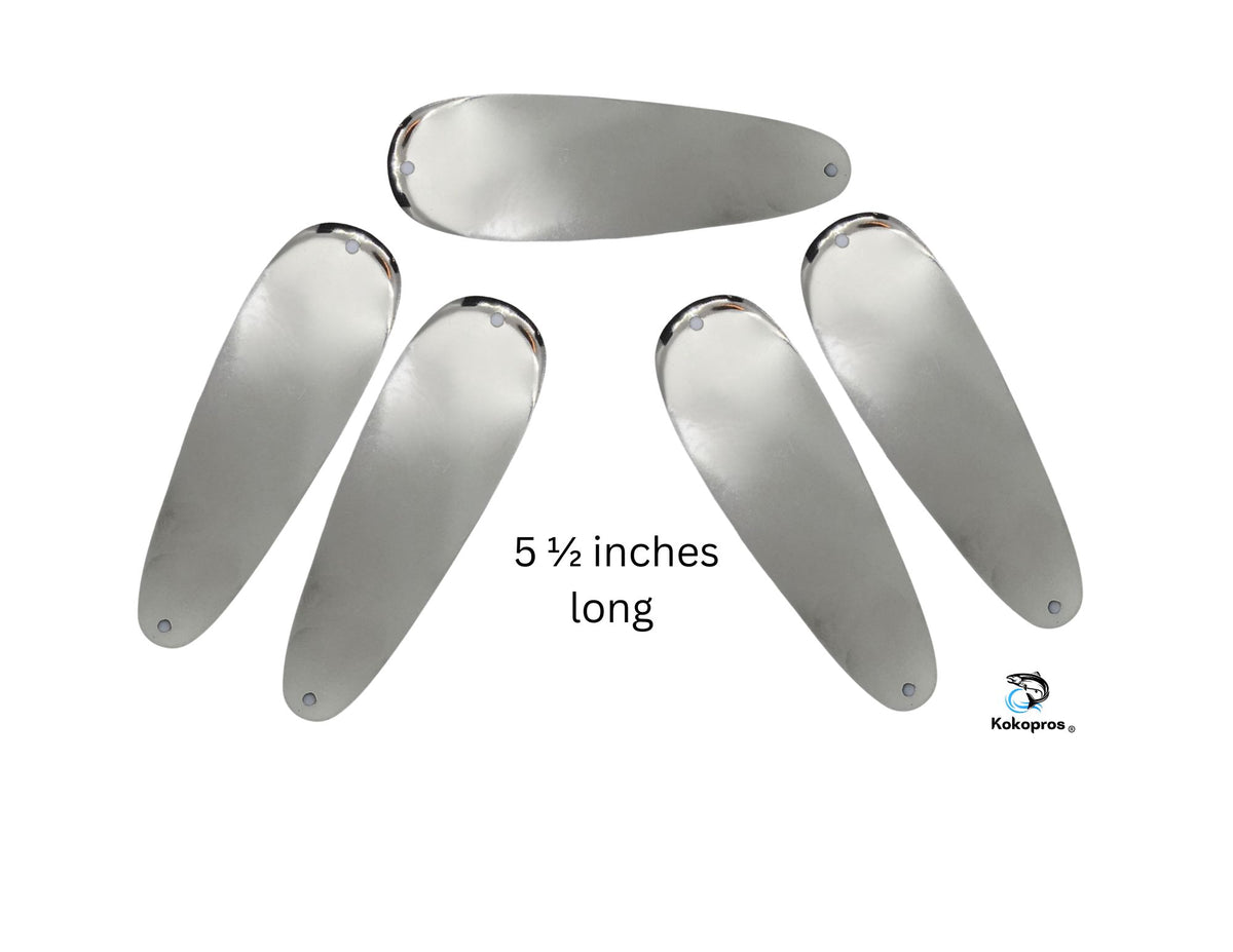 KOKOPROS® silver blank teardrop flashers, 5 1/2-inch, 5-pack, alternate view