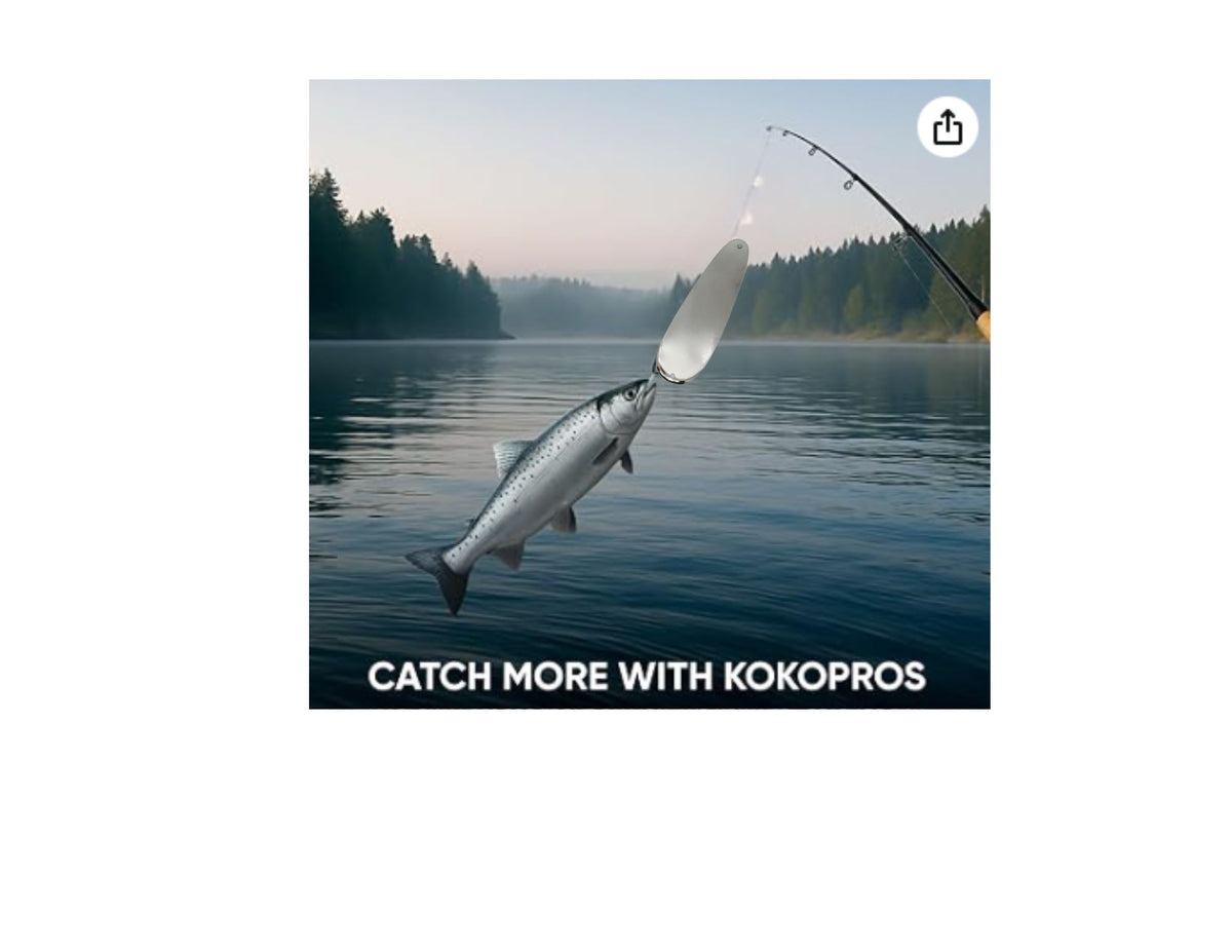 KOKOPROS® blank teardrop flashers, 5 1/2-inch, 50-pack, with a kokanee salmon
