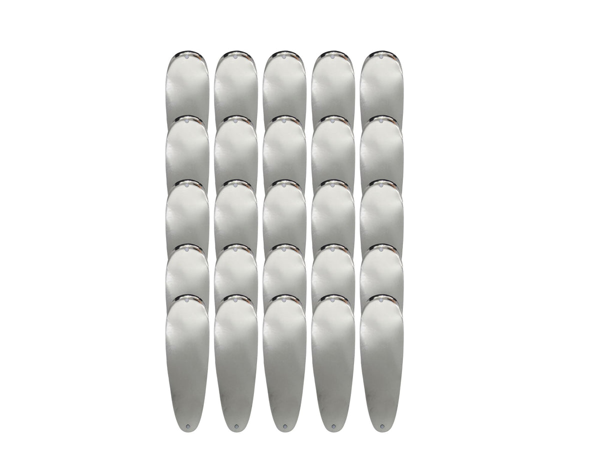 Dodger Blanks - Blank Teardrop Flashers -  Silver  5 1/2 Inch- 25PK