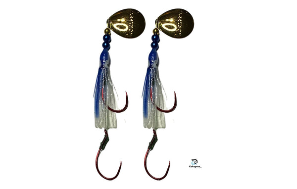 Salmon Tackle - Kokopros® Twin Pack Blue Magic Salmon Hoochies  (2) -4/0 Red Octopus Snell