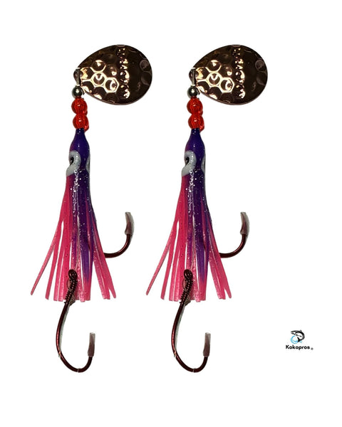Salmon Tackle -Kokopros® Twin Packs Purple and Pink (2)- 4/0 Red Snells,